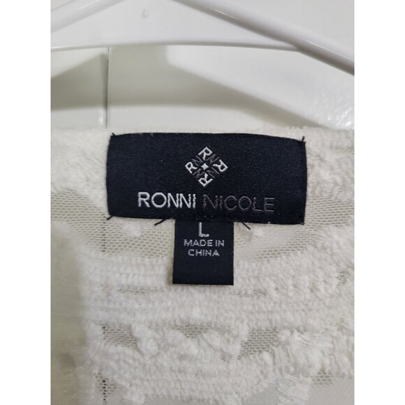 RONNI NICOLE Women's LG Embroidered Sheer Open Cardigan Shrug Cropped - Picture 4 of 9